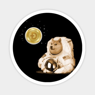 Dogecoin to the Moon Doge Astronaut and Coin Moon Magnet